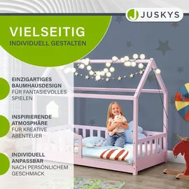 Juskys Kinderbett Marli 80 x 160 cm Kiefer massiv rosa