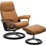 Stressless Stressless® Relaxsessel »Consul«, (Set, Relaxsessel mit Hocker), mit Hocker, mit Signature Base, Größe S, Gestell Schwarz, braun