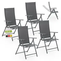 Juskys Gartenstuhl Calena 4er Set - 7-fach verstellbare Rückenlehne