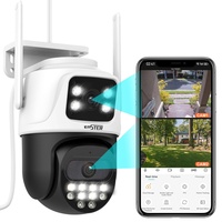 ENSTER 2K Überwachungskamera Aussen WLAN mit Dual-Objektiv Dual-Ansicht, PTZ IP Kamera Outdoor Auto Tracking, Camera WiFi mit Personenerkennung Farbnachtsicht 360 Grad,kompatibel mit Alexa