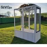 MyPets® Vogelvoliere XXL optional mit Auslauf Voliere Vogelhaus Käfig Holz Vogel - weiß