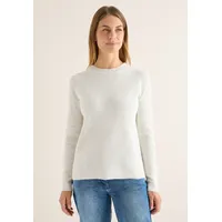 Cecil Strickpullover CECIL, Damen, Gr. M (40), eggshell melange, Web, 37% Baumwolle, 34% Polyacryl, 26% Polyester, 3% Elasthan, unifarben, normal normal, Rundhals, Pullover Strickpullover, mit Strukturdetails