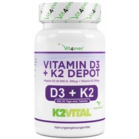 (411,11 EUR/kg) Vit4ever Vitamin D3 20.000 I.E. 500 μg K2 200 μg 180 Tabletten