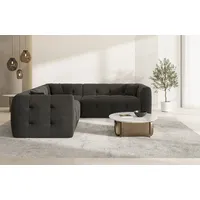 Sofa Dreams Ecksofa Sofa Polsterstoff Eckcouch Samt Lounge Couch Sevilla L Form, Chesterfield Design schwarz