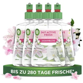 Airwick Air Wick Active Fresh – Wasserbasierter, automatischer Lufterfrischer – Raumduft Jasminblüte – 4 x 228 ml Nachfüller