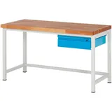 Stier Höhenverstellbare Werkbank Premium mit 1 Schublade BxTxH 1500x700x840-1040mm RAL 7035 / RAL 5012