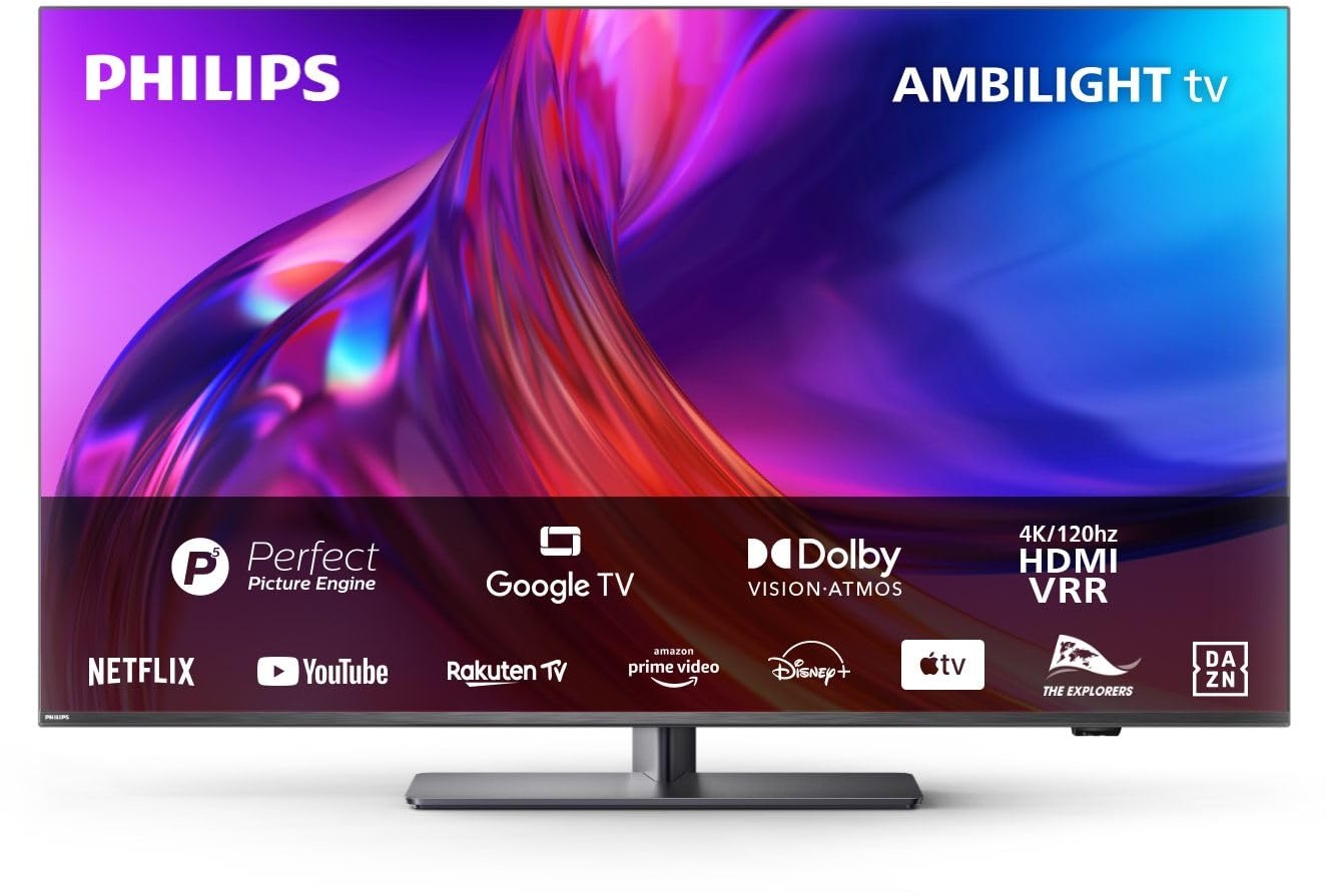 Philips Ambilight TV | 50PUS8808/12 | 126 cm (50 Zoll) 4K UHD LED Fernseher | 120 Hz | HDR | Dolby Vision | Google TV | VRR | WiFi | Bluetooth | DTS:X | Sprachsteuerung