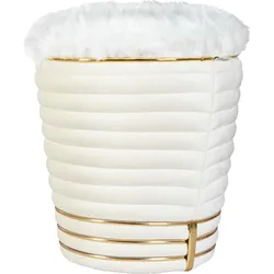 Sitzhocker KAYOOM "Hocker Doric, trendiger Look, ästhetische Farbgebung, schöne Steppung", weiß (elfenbein, gold), B:42cm H:50cm T:42cm, Bezug: 50% Baumwolle 50% Acryl / Korpus: Pappelholz, Hocker, komfortabel, hochqualitativ, pflegeleicht, hochwertige Materialien