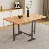 Flieks Klappbarer Esstisch Küchentisch mit Metallbeinen, Esszimmertische Schreibtisch Wohnzimmertisch Bürotisch Rechteckig, Naturbelassen - Naturbelassen