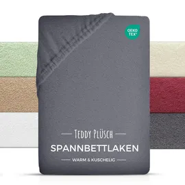 Carpe Sonno Spannbettlaken Teddy-Plüsch 90 x 200 cm Anthrazit
