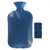 Fashy Wärmflasche Kunststoff blau Doppellamelle, 2 gleiche Seiten 2L Fashy