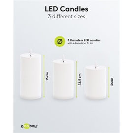 goobay 3er-Set LED-Kerzen "Outdoor"