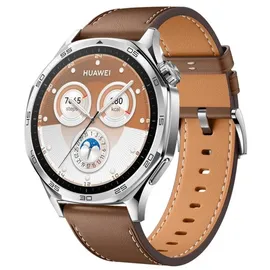 Huawei Watch GT 5 46 mm Silber Lederarmband Braun