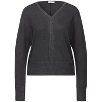 STREET ONE Damen A322309 Shirt Mit Glitzer-Details, Anthracite Melange,