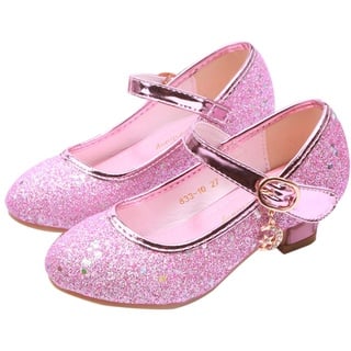 YOSICIL Mädchen Schuhe Prinzessin Schuhe Festliche Schuhe Niedriger Absatz Glitzer Schuhe Kinder Hochzeit Schuhe zum Abendkleid Fasching Halloween Karneval Tanzball Party,Pink,25 - 25 EU