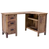 Eck-Schreibtisch Rami 130x76x85 aus indischem Sheesham-Massivholz