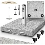 tillvex tillvex® Granit Sonnenschirmständer mit Rollen & Transportgriff Grau - 27 kg Eckig Schirmständer Sonnenschirm mit Edelstahlrohr Balkonschirmständer für Schirmstöcke 16-48 mm | Balkonschirm... - Grau