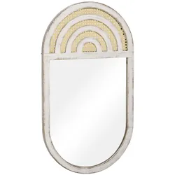 HOMCOM Wandspiegel MDF, Glas, Rattan