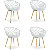 Homestyle4u Gartenstuhl 4er Set in Grau, Kunststoff, 62x80x57 cm, Gartenmöbel, Gartenstühle, Gartenstühle