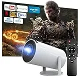 Beamer 4K 1080P Full HD Unterstützt Android 13, 2025 Upgraded Mini Beamer 5G WiFi 6 BT 5.3, Mini Projektor 4K Heimkino/Laptop/HDMI/USB/Auto Horizontal Trapezoid Correction