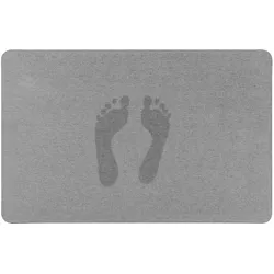 Badematte WENKO, grau, H:5mm, Obermaterial: 100% Polyester, Badematten, wasserabsorbierend, rutschfeste Unterseite, Polyester-Oberfläche