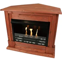 Gelkamin Ethanolkamin Kaminofen Eckkamin Apollo inkl. Zubehör Set + Sicherheitsglas - Kirschbaum - Braun