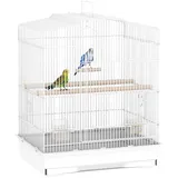 Tragbarer Vogelkäfig Mit Griff, Herausnehmbarer Schale Und 5 Türen, Sitzstangen Und Schaukel, Weiß