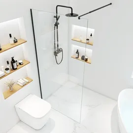 Home Deluxe BAKI Walk-In-Dusche 110 x 200 cm schwarz Klarglas