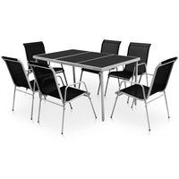 vidaXL Garten-Essgruppe 7-tlg. Tisch 150 x 90 cm schwarz