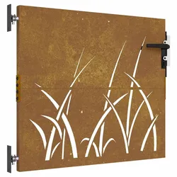 vidaXL Gartentor 85x100 cm Cortenstahl Gras-Design