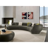 JVmoebel Sofa Rundsofa Eckcouch 6 Sitzer Couch Sofa Leder Luxus Möbel Rund grau