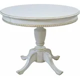 Casa Padrino Luxus Barock Esstisch Weiß / Gold 100-140 cm - Barock Esszimmer Möbel