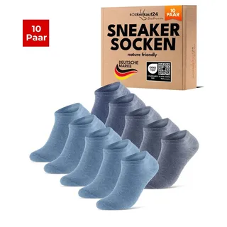 sockenkauf24 Sneakersocken Premium Sneaker Socken Herren & Damen mit Komfortbund ohne Gummidruck (Jeans, 10-Paar, 47-50) atmungsaktive gekämmte Baumwolle, ohne Naht, Exclusive Line blau 47-50