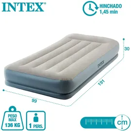 Intex Midrise Dura-beam Standard Pillow Rest Luftmatratze - Grey - 99 x 191 x 30 cm