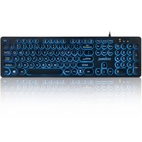 Perixx PERIBOARD-317R USB-Tastatur mit Kabel, Hintergrundbeleuchtung, großer Druckbuchstaben, weiße beleuchtete LED, stilvolle runde Tastenkappen – US-Englisch, 12010