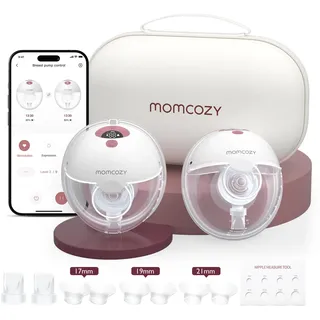 Momcozy M5Smart Milchpumpe Elektrische, handsfree App-steuerbar 2 Pack Rot