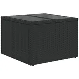 vidaXL Gartentisch mit Glasplatte Schwarz 55x55x37 cm Poly Rattan