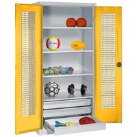 C+P Sportgeräteschrank mit Schubladen und Lochblech-Flügeltüren (Typ 4), HxBxT