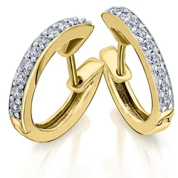 Paar Creolen ONE ELEMENT "0,35 ct Diamant Brillant Ohrringe Creolen aus 585 Gelbgold", gold, Ohrringe, Damen, Damen, 0.35 ct mit Diamant, Diamanten, Damen Gold Schmuck