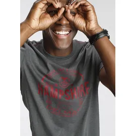 delmao T-Shirt DELMAO, Herren, Gr. S (44/46), schwarz (anthrazit melange), Single Jersey, Obermaterial: 60% Baumwolle, 40% Polyester, bedruckt, normal, Rundhals, Shirts T-Shirt, Kurzarm, lässige Passform, mit peppigem Print, aus Baumwolle