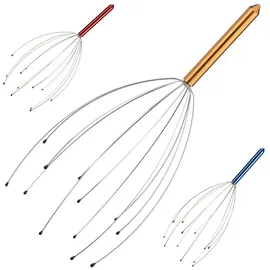 Relaxdays 6x Kopfmassagegerät, 12 Ausleger mit Noppen, Massagegerät für Kopfmassage, gold