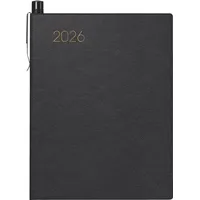 Brunnen Taschenkalender 713 2026 | A7, Leder schwarz