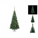 vidaXL Künstlicher Weihnachtsbaum mit LEDs & Kugeln L 240 cm Grün