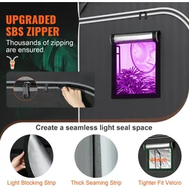 Vevor Growbox Growschrank 122 x 61 x 183 cm Schwarz