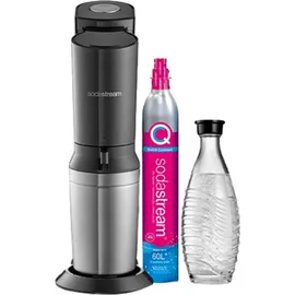 Sodastream Crystal 3.0 schwarz + 1 Glaskaraffe + Zylinder