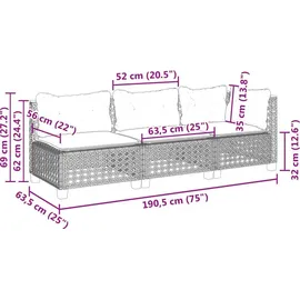 vidaXL Gartensofa 3-Sitzer Loungesofa beige