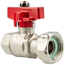 tecuro Kugelhahn mit Überwurfmutter Rp 3/4 Zoll x Innengewinde Rp 1/2 Zoll (DN15), Flügelgriff rot