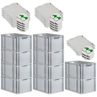 Proregal 10x Eurobox NextGen Grip mit Scharnierdeckel und grünen