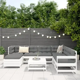 vidaXL Garten-Sofagarnitur 8-tlg. Loungeset weiß