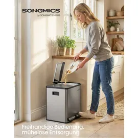 Songmics Mülleimer 15 l Grau/Silberfarben
